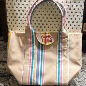See By Chloe Multicolor Striped Tote